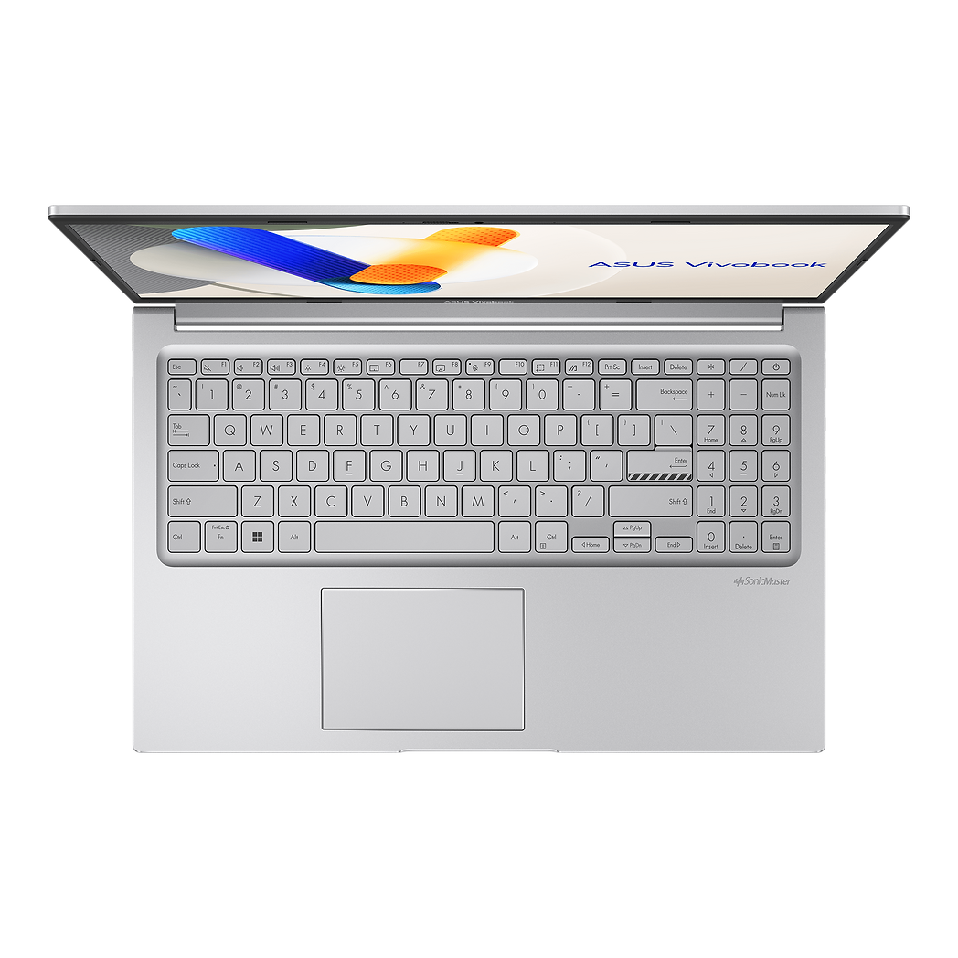 ASUS Notebook Vivobook 15 (Cool Silver) Intel Core 5 120U | 15.6" FHD (1920 x 1080) IPS 60hz | 8GB DDR4 on board + 8GB DDR4 SO-DIMM | 512GB M.2 NVMe SSD | Shared | Windows 11 Home | Microsoft Office Home 2024 + Microsoft 365 Basic | X1504VA-BQ3583WSM