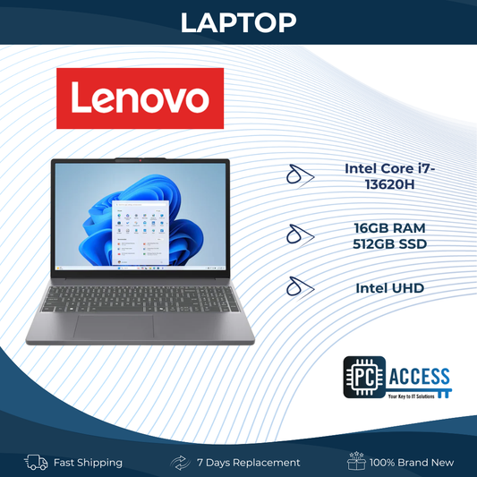 IdeaPad Slim 3 15IRH10 15.3" WUXGA 300N | Intel Core i7-13620H | 16GB | 512GB SSD | Integrated Intel UHD Graphics | Windows 11 Home | Microsoft 365 Basic + Office Home 2024 | 2Y Premium Care | Luna Grey | 83K100H7PH